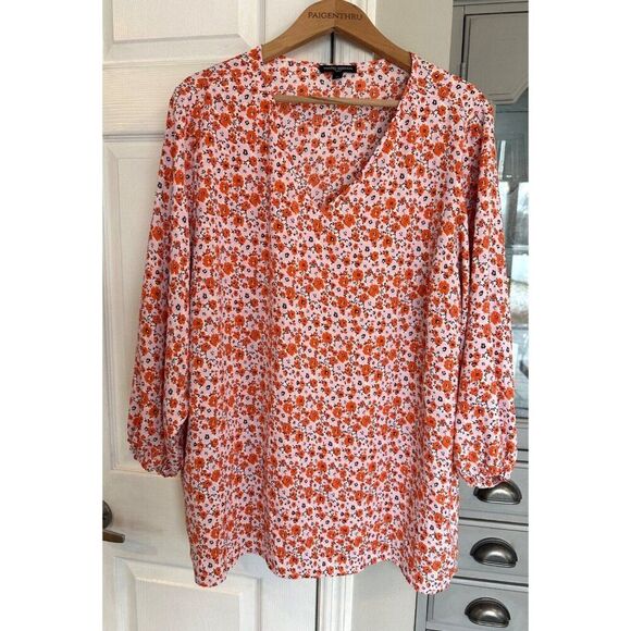 Mario Serrani Italy Women's Plus 2X Floral Blouse Top Boho - Picture 1 of 6